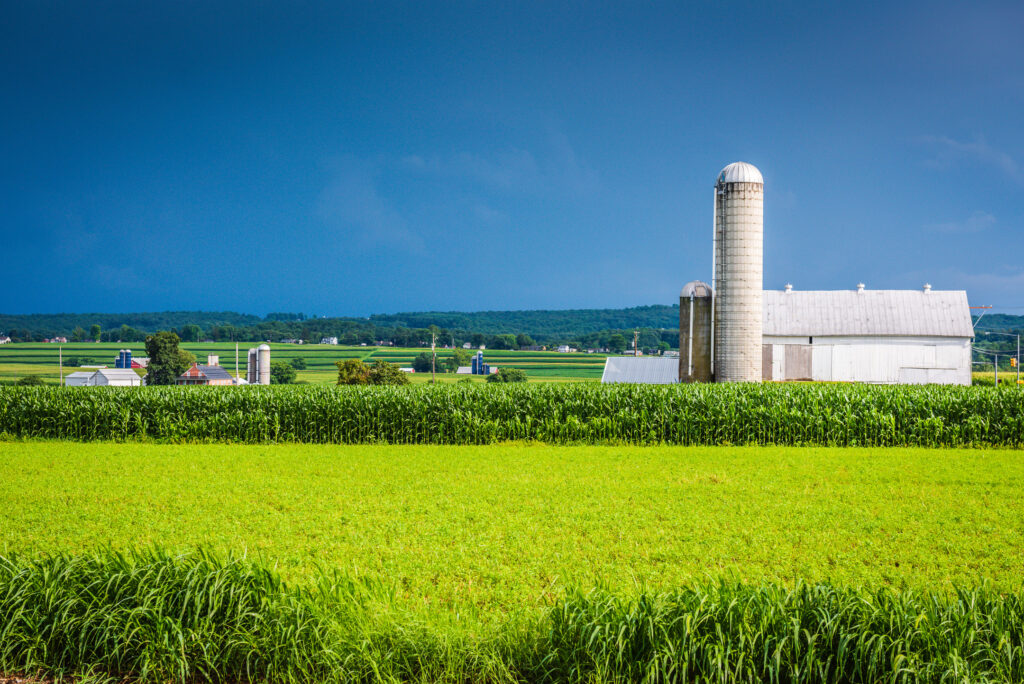 Farm in rural countryside of Amish Pennsylvania