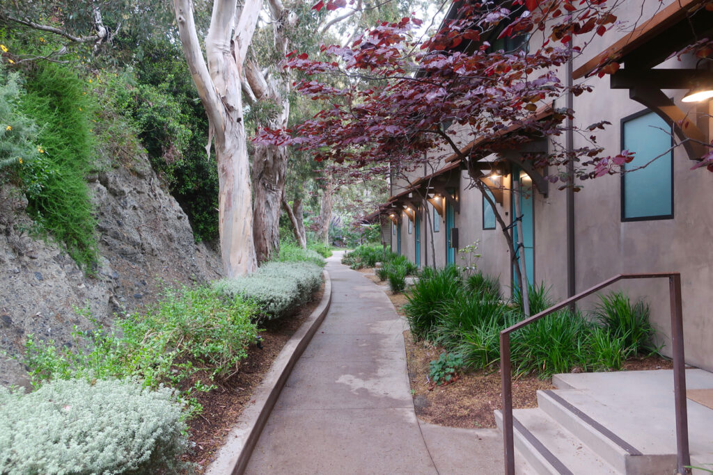 Walkway to guest room buildings at The Ranch Laguna Beach