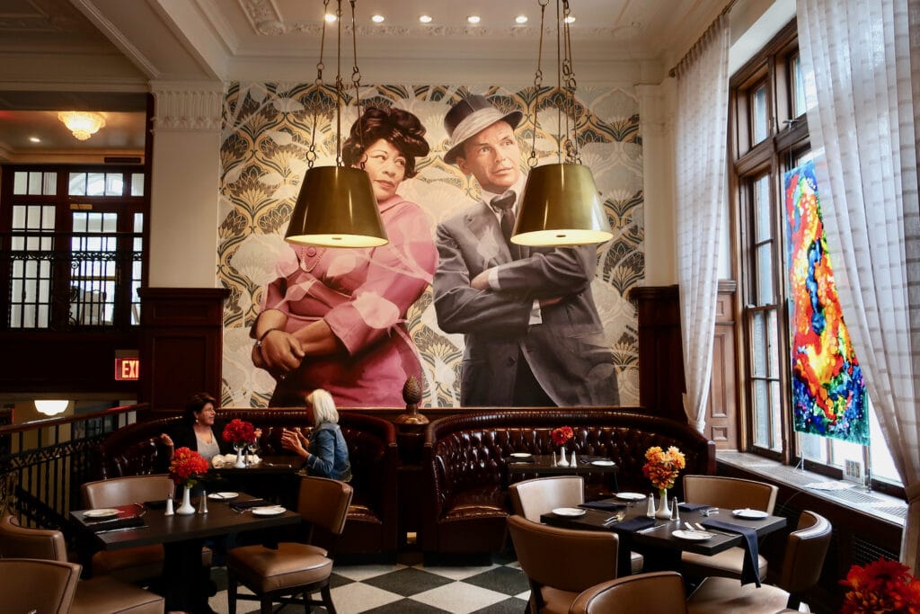Ella Fitzgerald - Frank Sinatra Mural in lobby of Yorktowne Hotel York PA