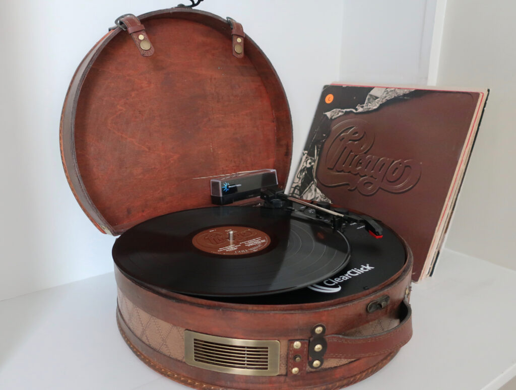 Record player in guest room at The Homestead Madison CT