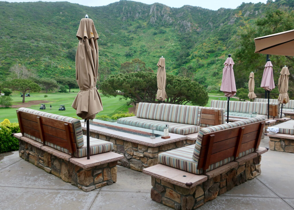 Fire pits for 10 on The Porch overlooking golf course, The Ranch Laguna Beach