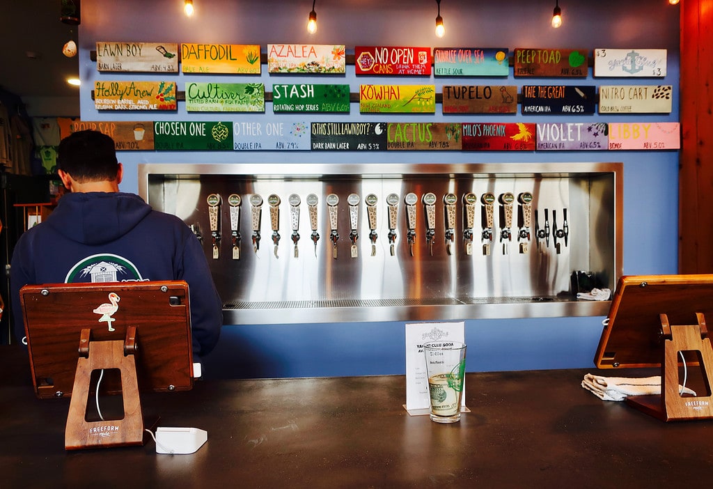 Tilted Barn Brewery taps, Exeter RI