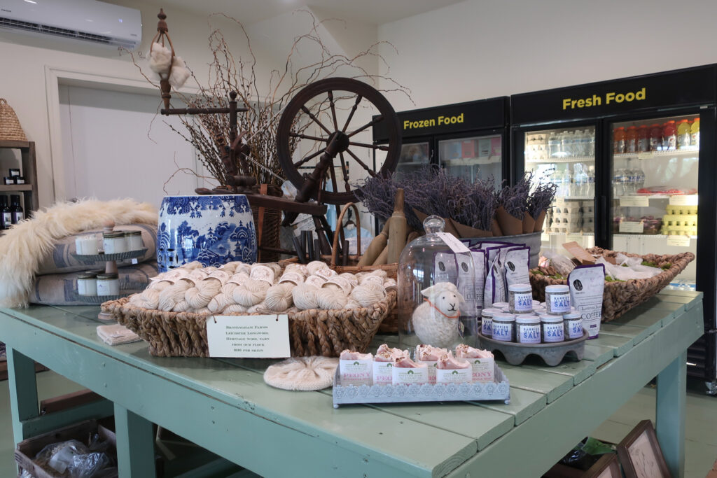 Antique spinning wheel in Brittingham Farm Store DE