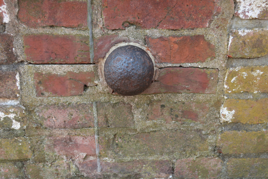 Cannonball embedded in exterior of Cannonball House Lewes DE
