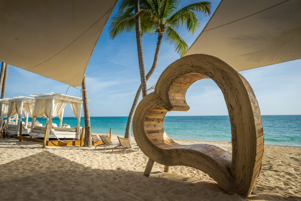 Heart on beach on Caribbean Islands we love.