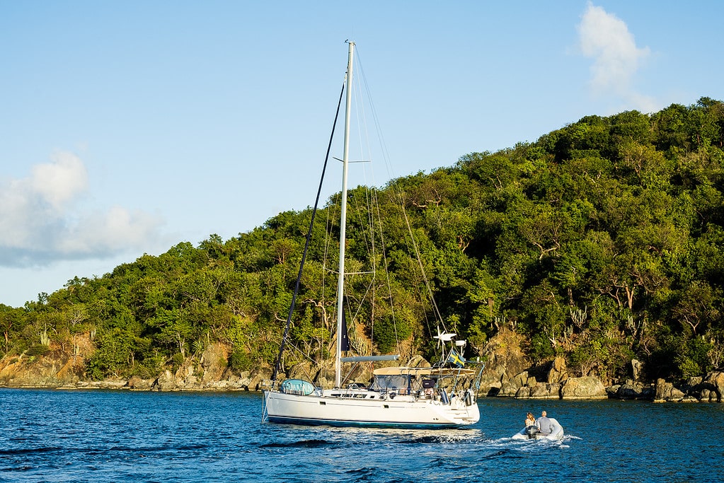 Sailboat at Christmas Cove in St. Thomas.