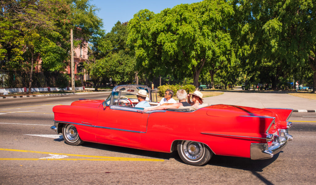 Vintage red convertible in Cuba
