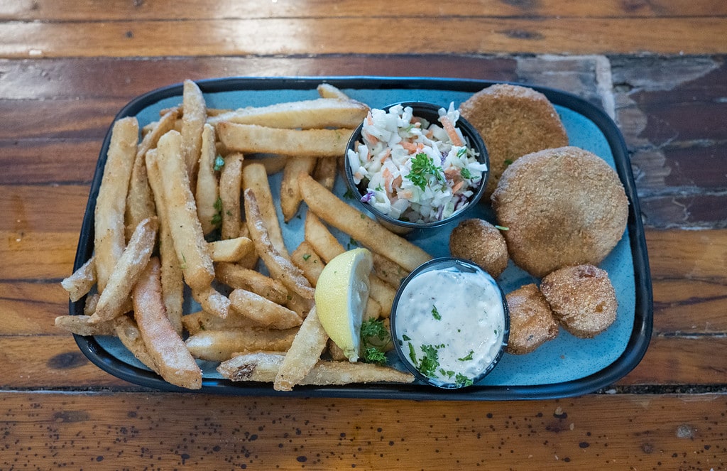 Fried Crab Cake Platter at Docs Seafood & Steaks