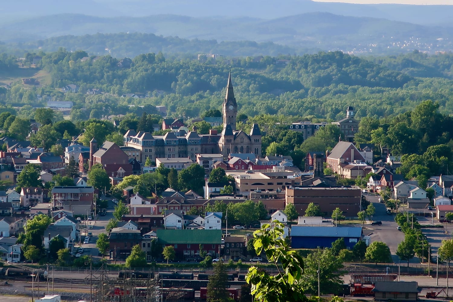 View of downtown Hollidaysburg from Chimney Rocks Park