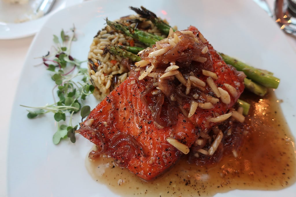 Farmhouse Restaurant at Inn at Turkey Hill - plated Honey Bourbon Salmon Bloomsburg PA 