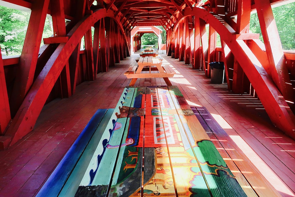 Inside Paden Twin Covered Bridges PA