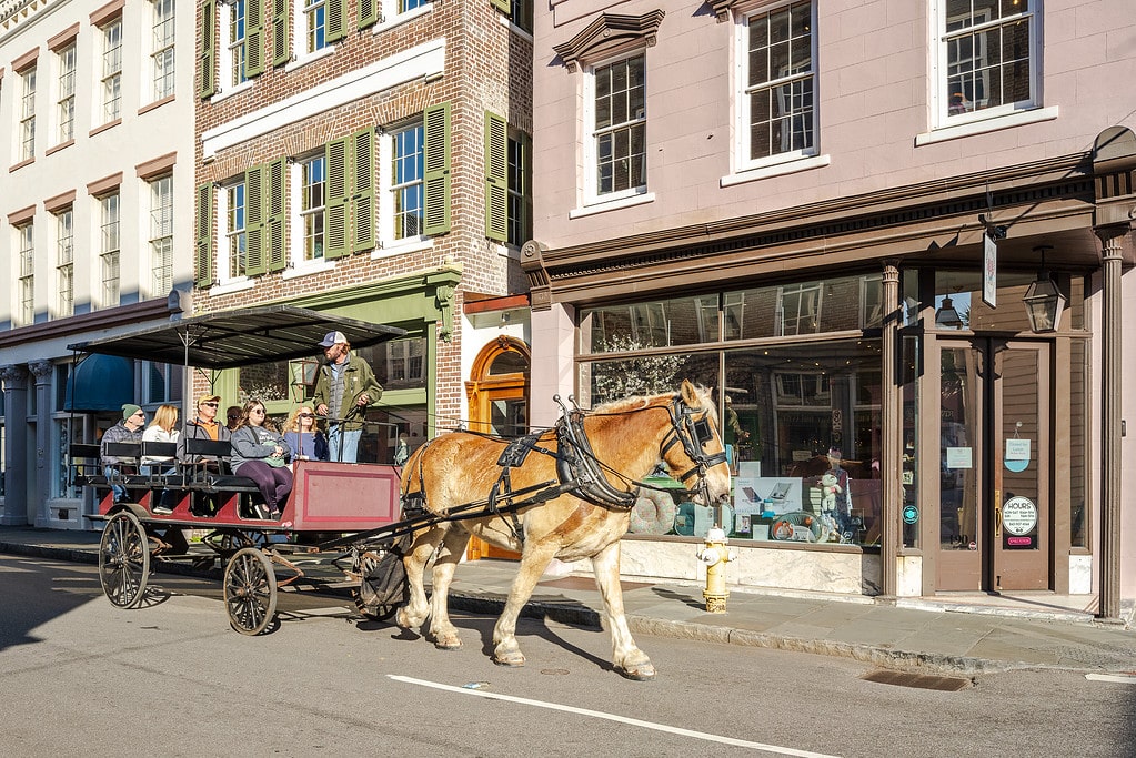 Horse-drawn carriage in Downtown Charleston.