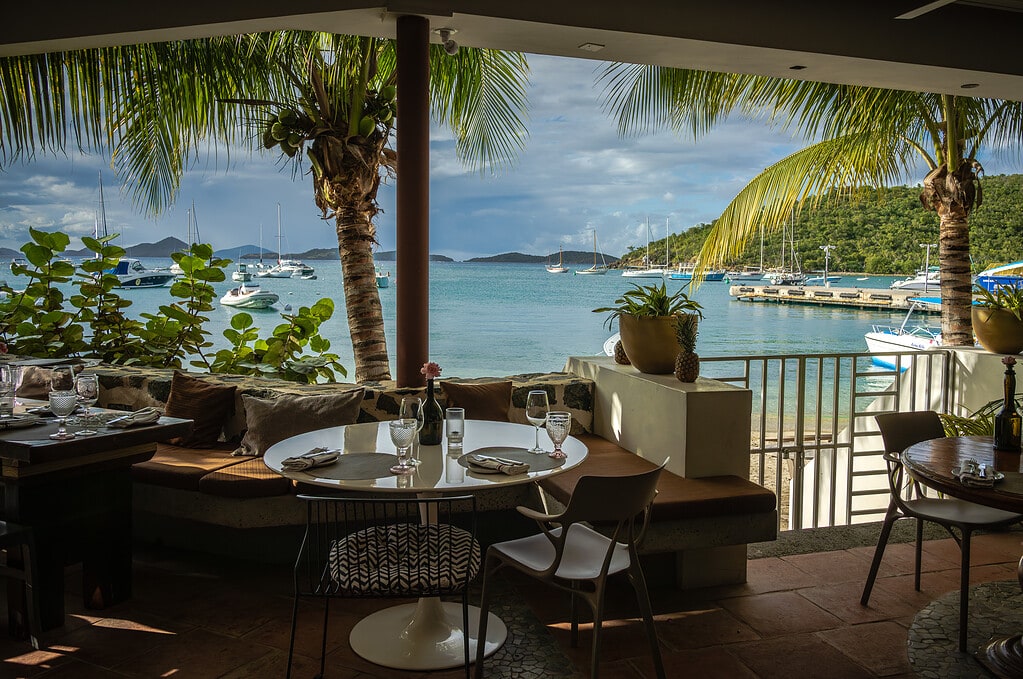 Restaurant with ocean view in St. Thomas, US Virgin Islands.