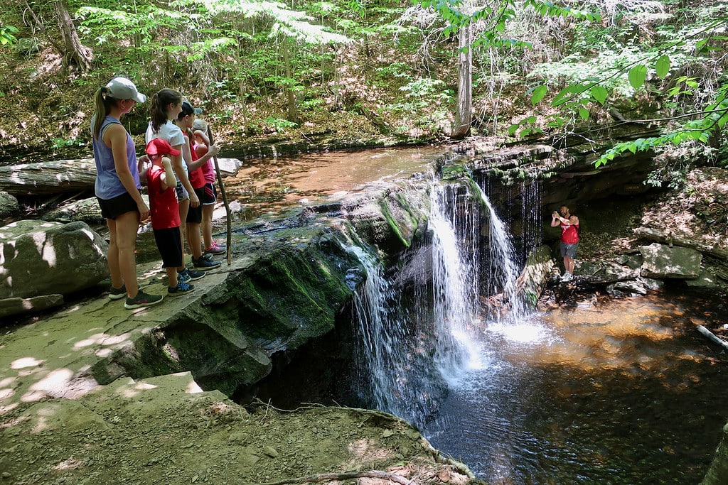 Short waterfall with family at Ricketts Glen SP PA