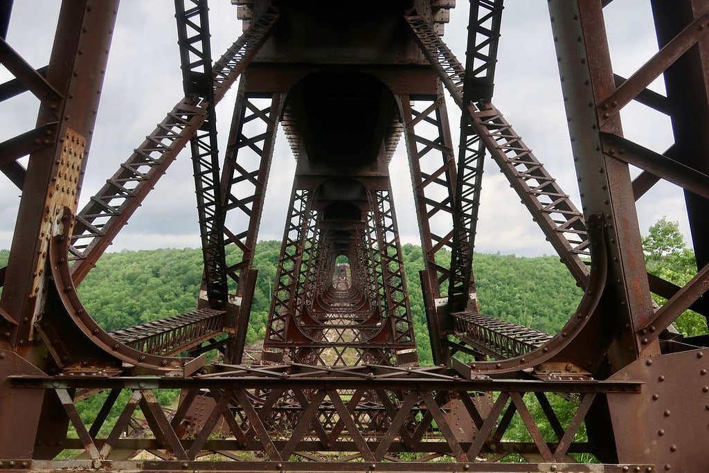 View through struts at Kinzua Bridge State Park PA Wilds