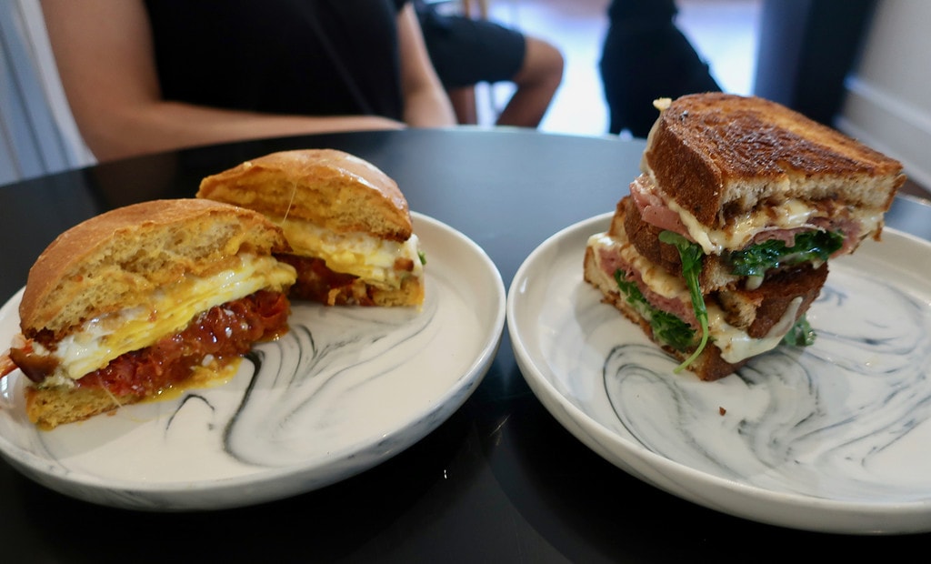 Breakfast "sammie" and Figgy Grilled Cheese Meta Cafe Lambertville NJ