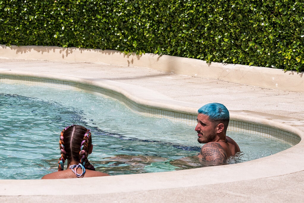 Couple enjoys one of the hot tubs at TRS Turquesa Hotel.