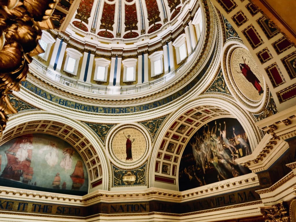 Decorated PA State Capitol dome Harrisburg PA