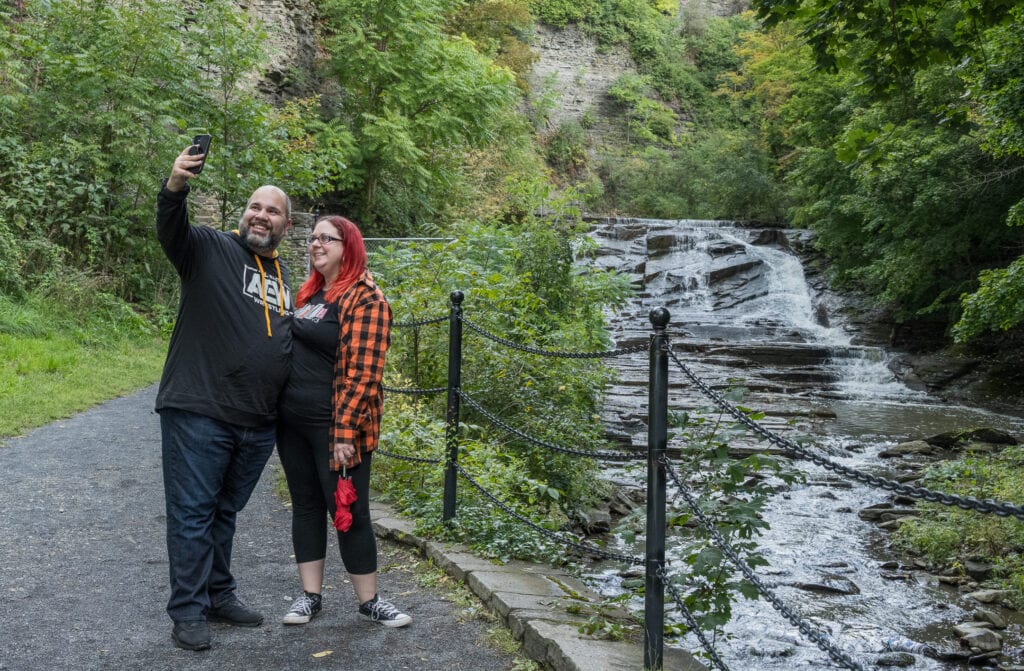 Couple captures selfie at Cascadilla Gorge.