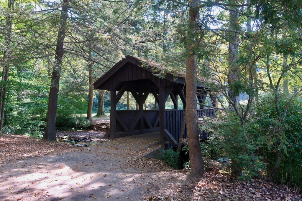 Wadsworth Falls State Park pedestrian covered bridge. Middletown CT