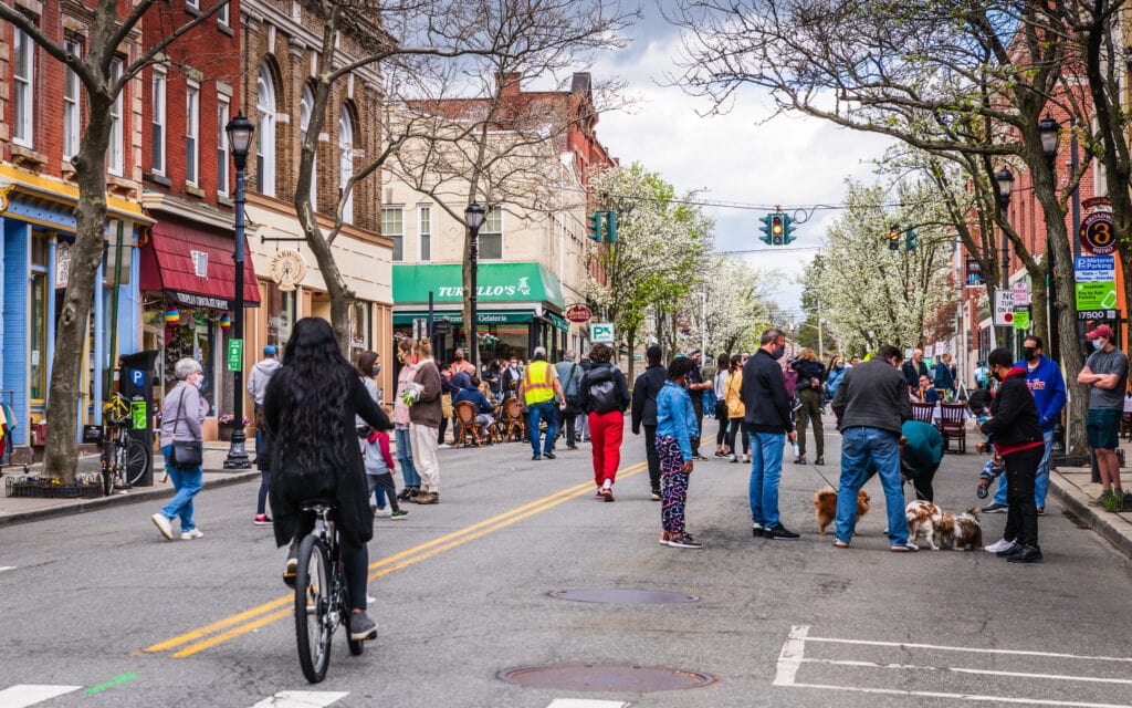 Street scene in the village of Nyack NY