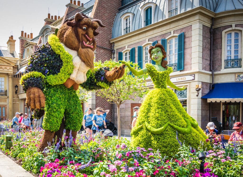 Belle and the Beast topiary