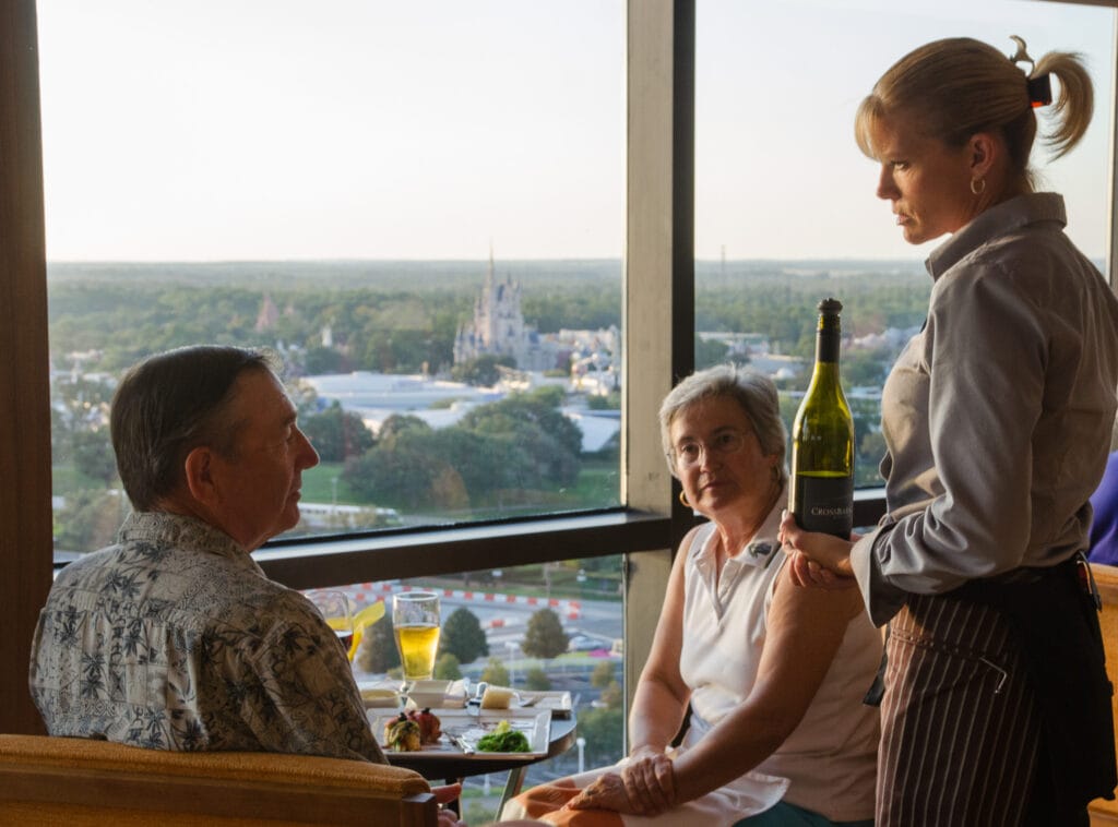 Serving wine at the California Grill