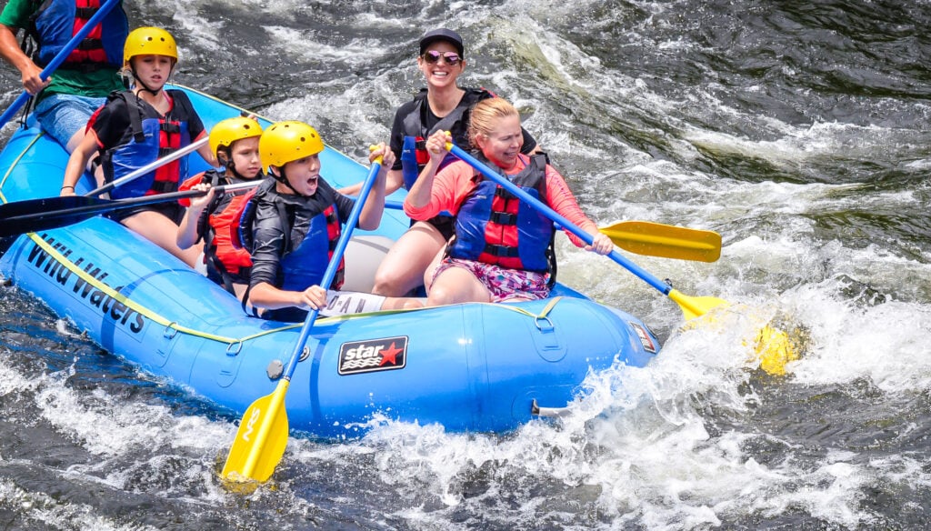White water rafting on the Sacandaga River with Wild Waters Outdoor Center guide