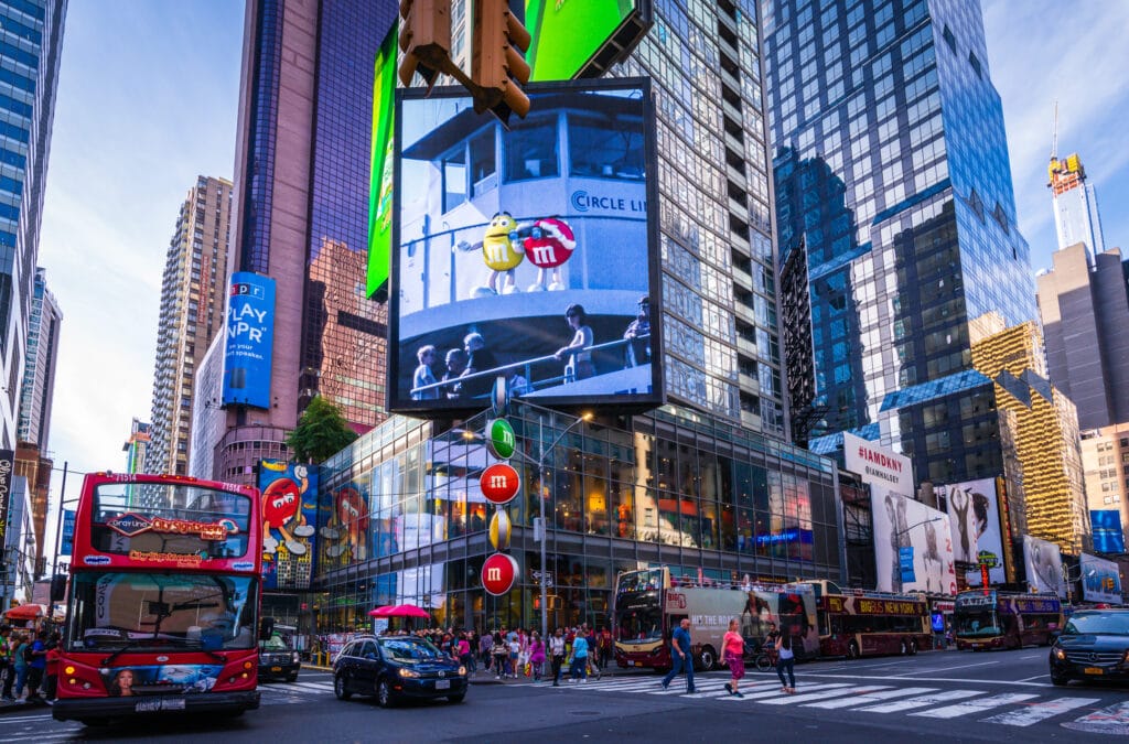 Times Square intersection in front of the Hershey Store