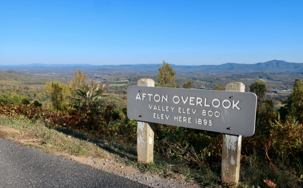Afton Overlook at start of the Blue Ridge Parkway in Virginia