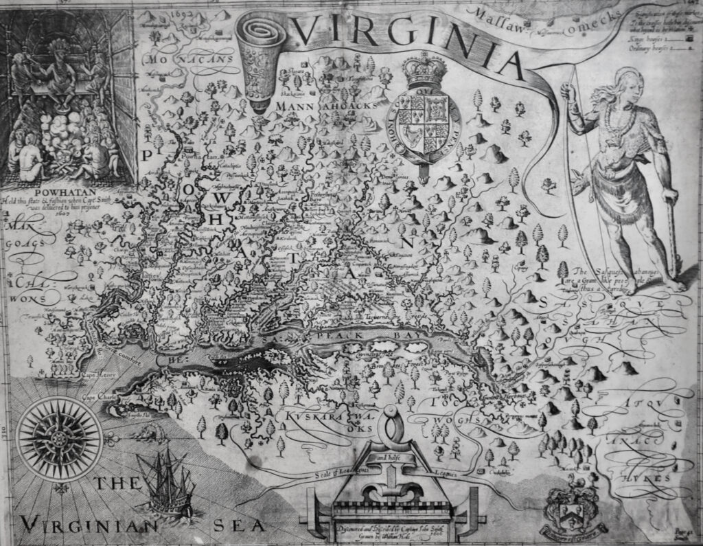 Captain John Smiths 1606 map of Virginia at the Culpeper VA Museum