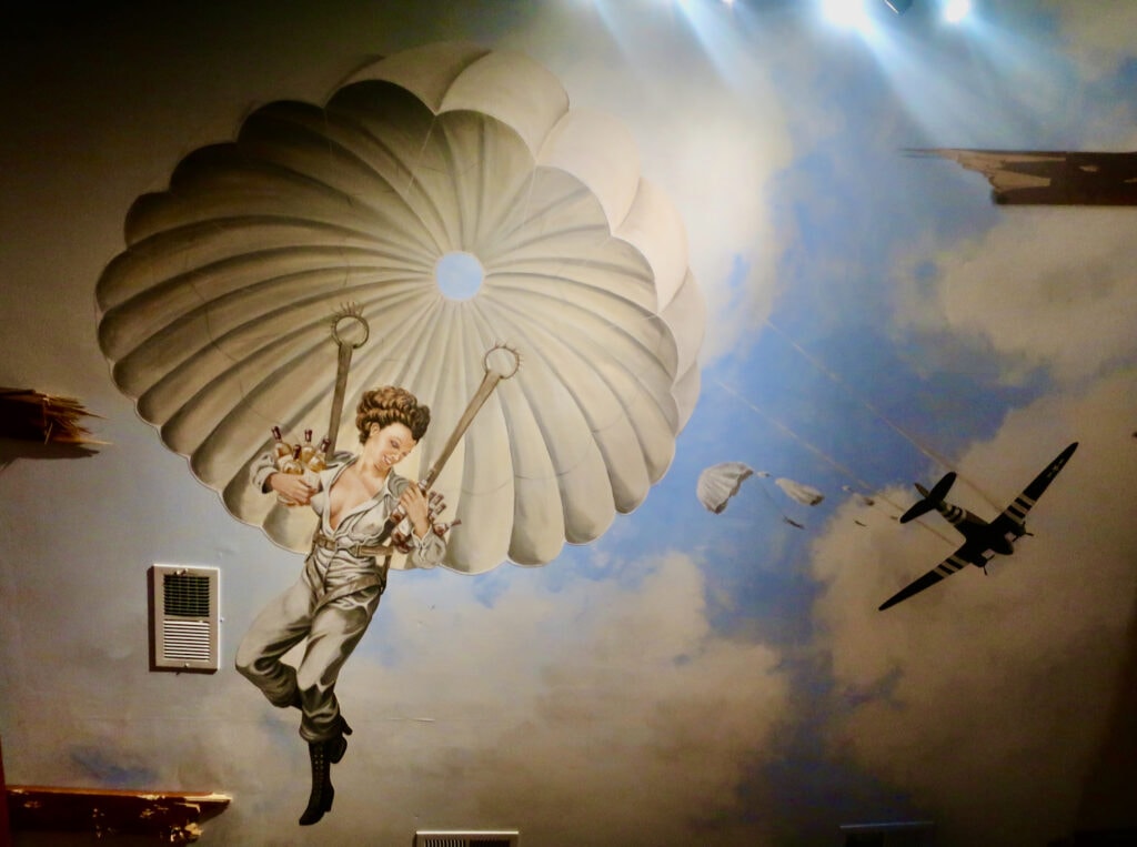 Bacardi Girl Paratrooper mural at Old House Distillery Culpeper VA