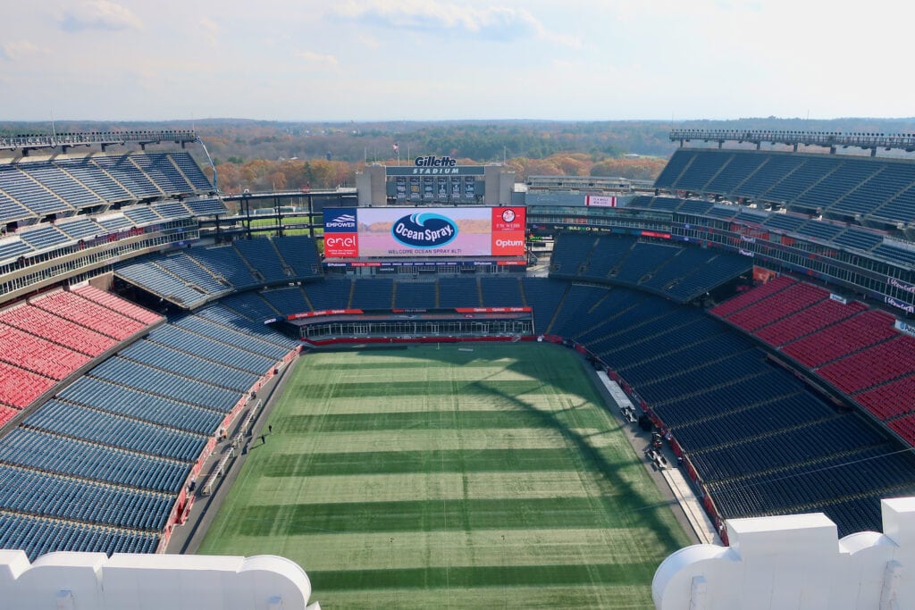 View from top of the Lighthouse at Gillette Stadium Patriot Place MA