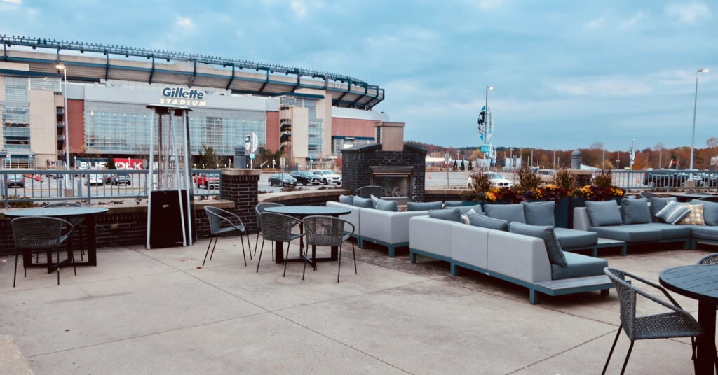 Patio overlooking Gillette Stadium at Renaissance Hotel Patriot Place Foxboro MA