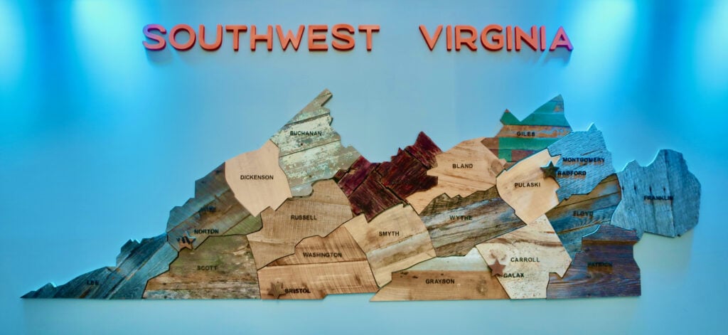 Southwest Virginia wood puzzle map at Southwest VA Cultural Center Abingdon