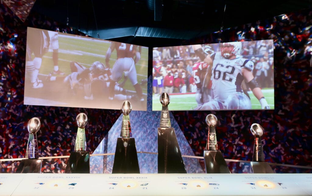 6 Vince Lombardi Superbowl Trophies at Patriots Hall of Fame Foxboro MA