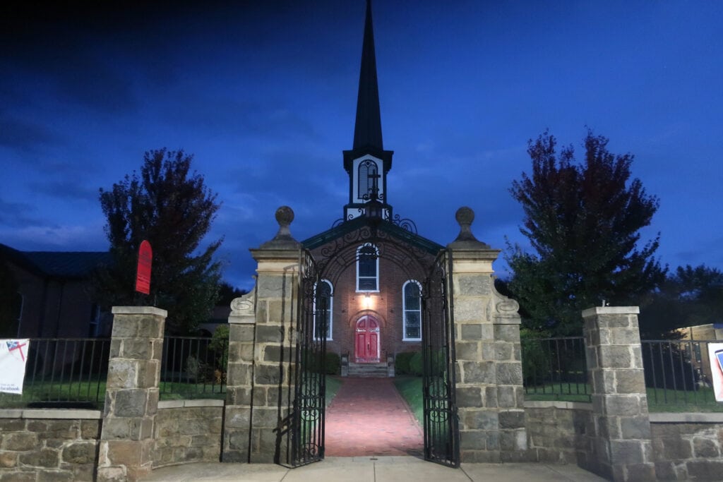 Culpeper VA Church at night on Ghost Tour