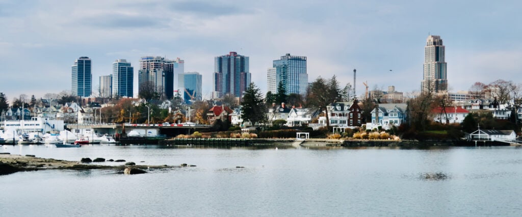 Downtown New Rochelle from Five Islands Park