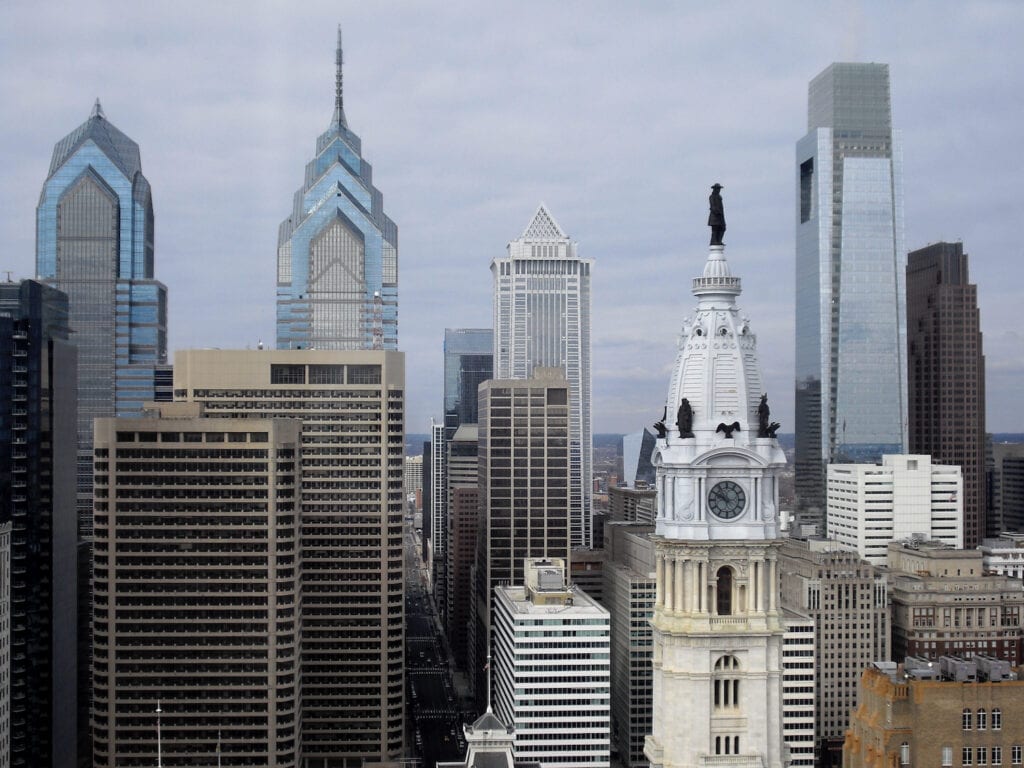 Arial view of downtown Philadelphia