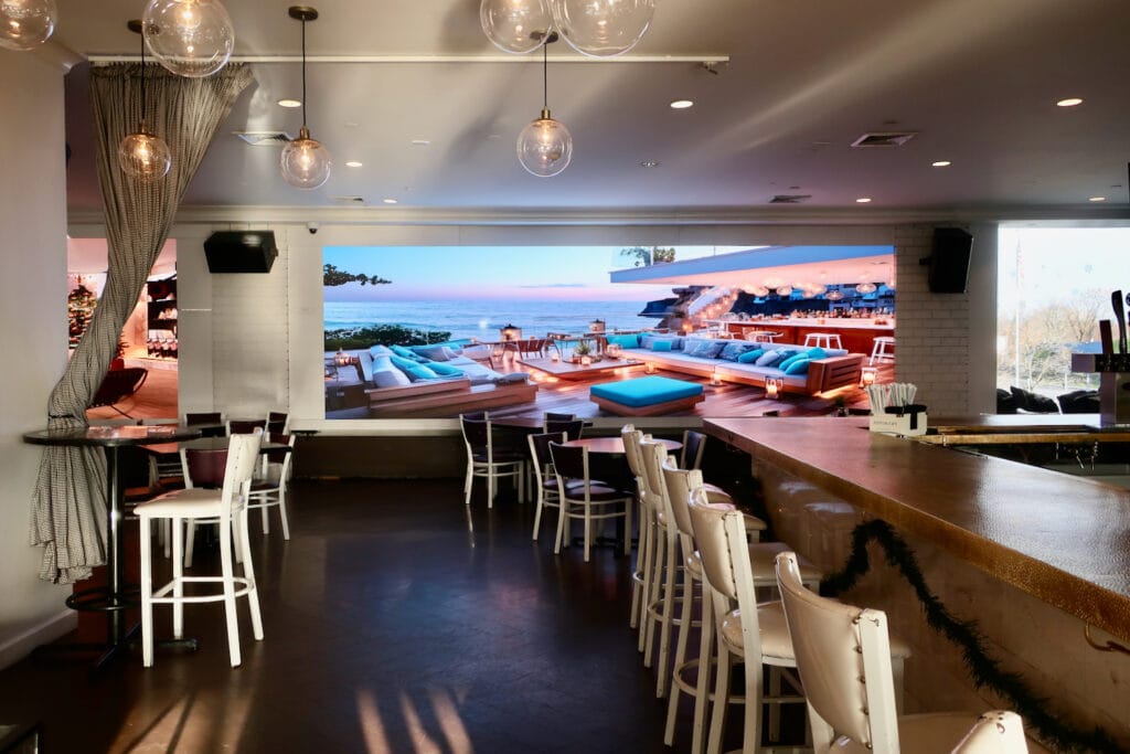 Video Wall and bar at NoMa Social New Rochelle NY