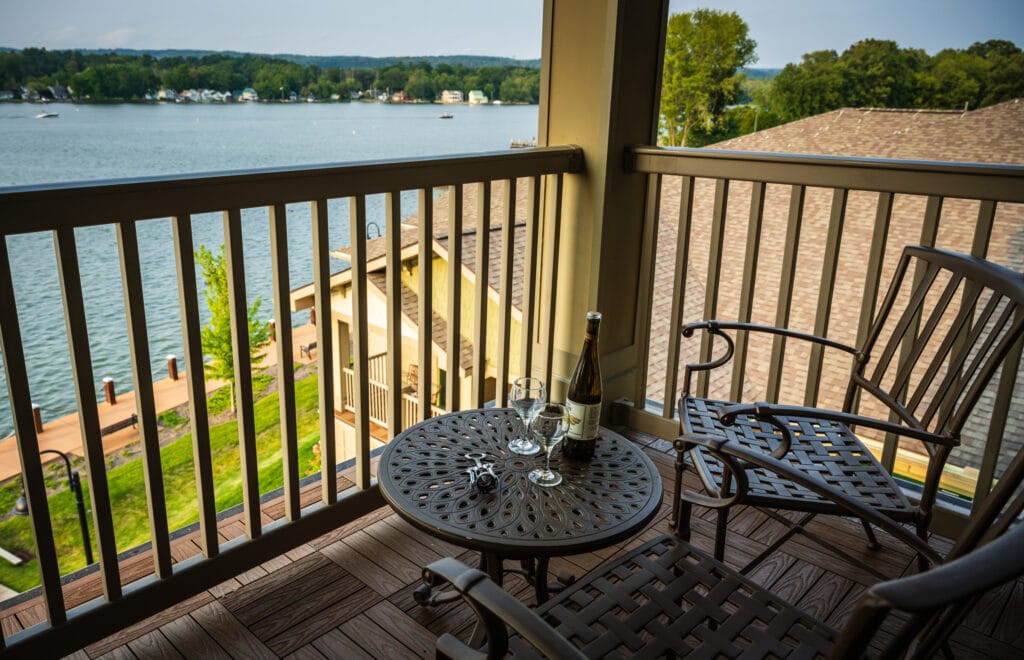 Chautauqua Lake harbor hotel balcony