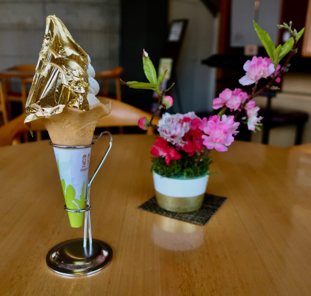 Gold Leaf ice-cream at Gold Leaf Center, Kanazawa Japan