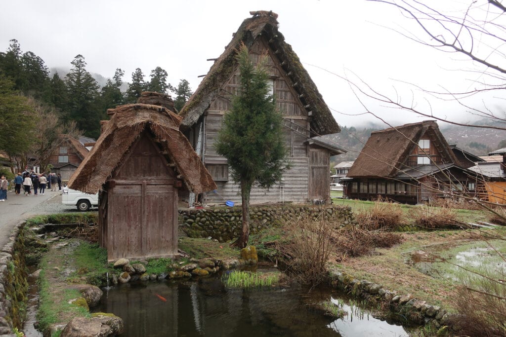 Thatched roof homes up close at Shirakawa-Go Village