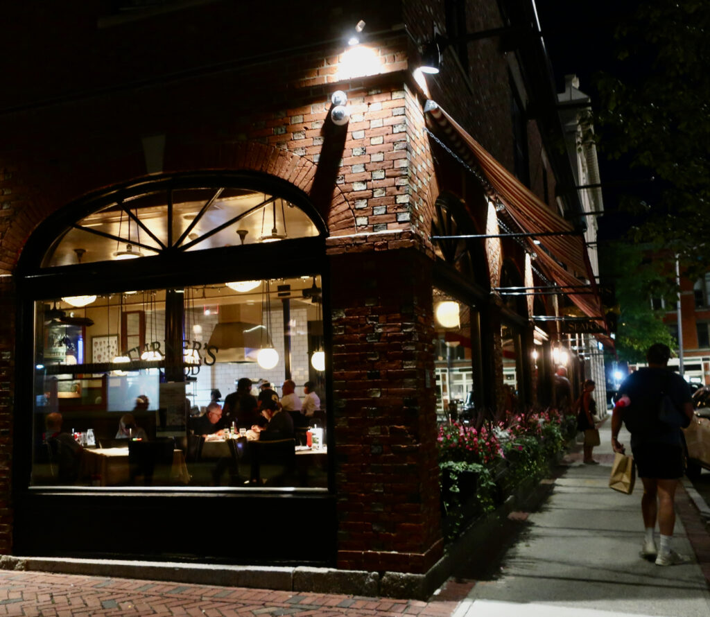 Turners Seafood in Salem MA at night