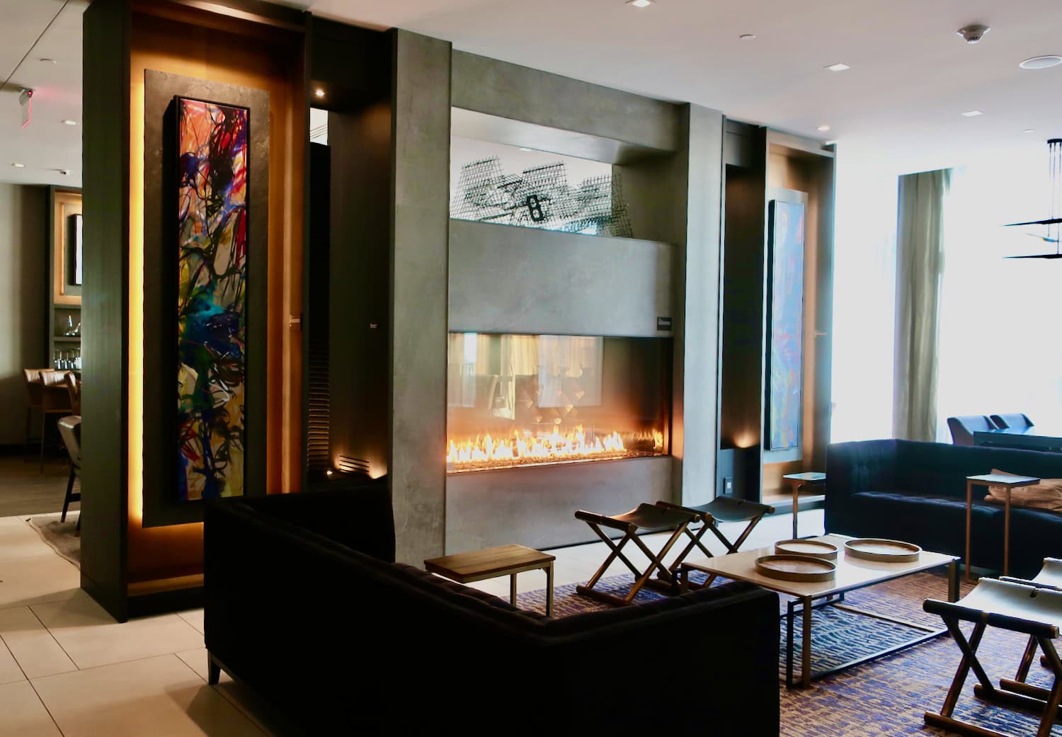 Lobby fireplace at AC Hotel by Marriott Portsmouth Downtown/Waterfront