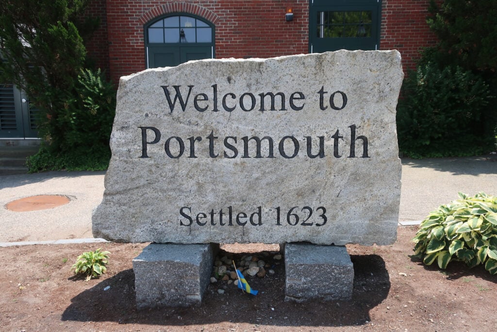 Welcome to Portsmouth NH stone sign