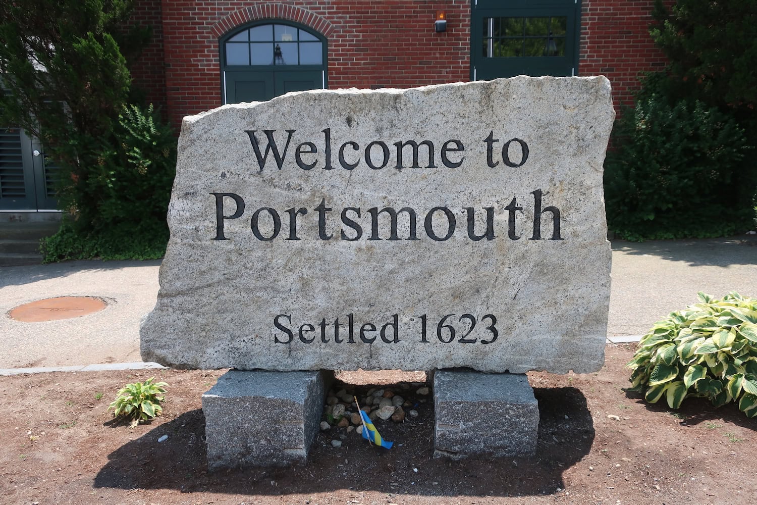 Welcome to Portsmouth NH stone sign