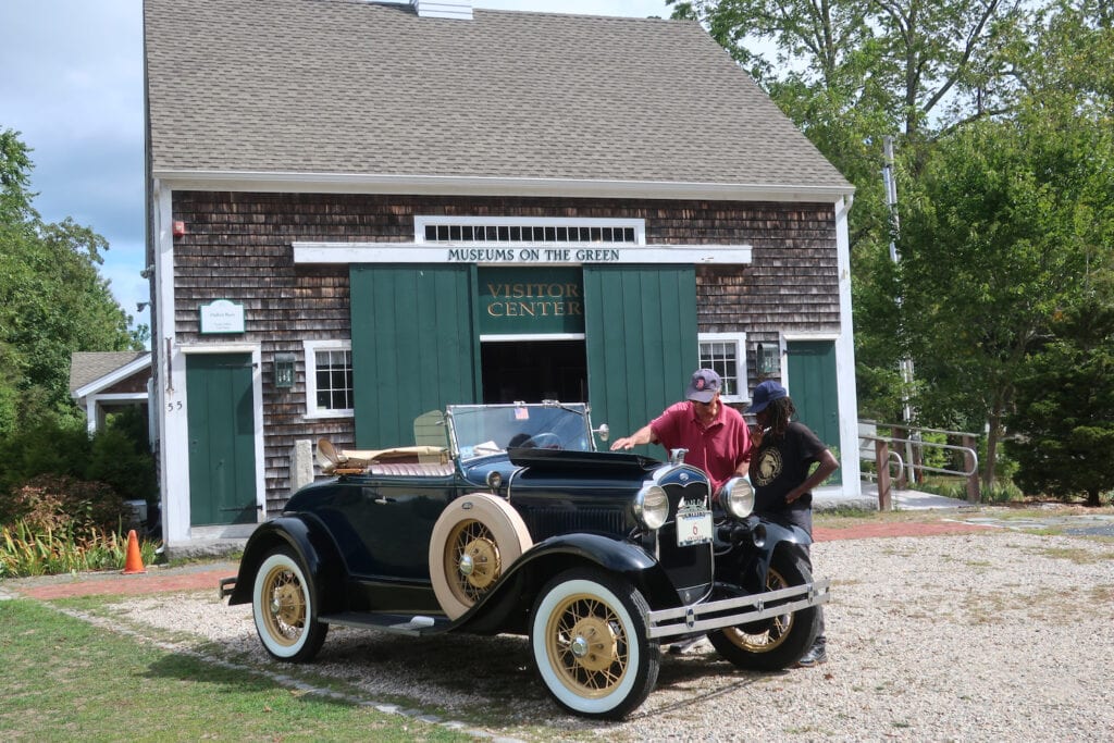 Museums on the Green Visitors Center with antique car - Falmouth Historical Society