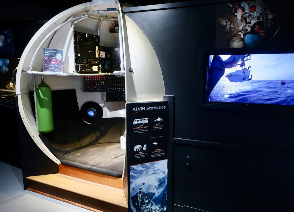 Sit in a replica of Alvin at the Woods Oceanographic Discovery Center MA