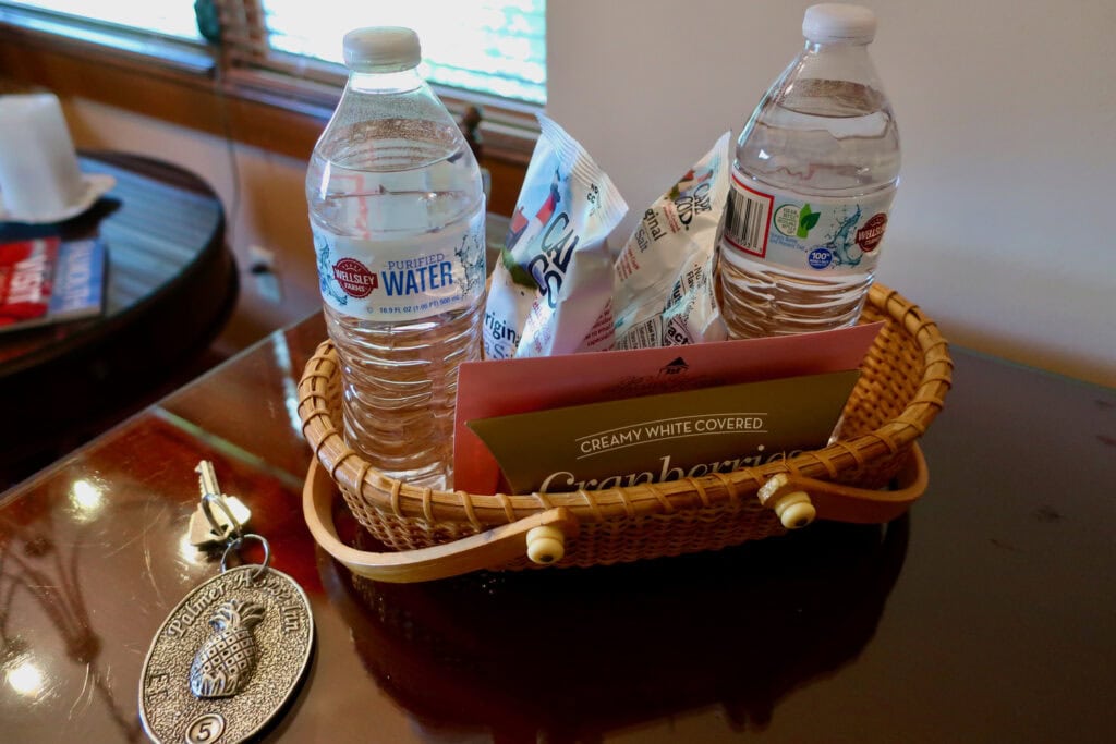 Complimentary treats in room at Palmer House Inn Falmouth MA